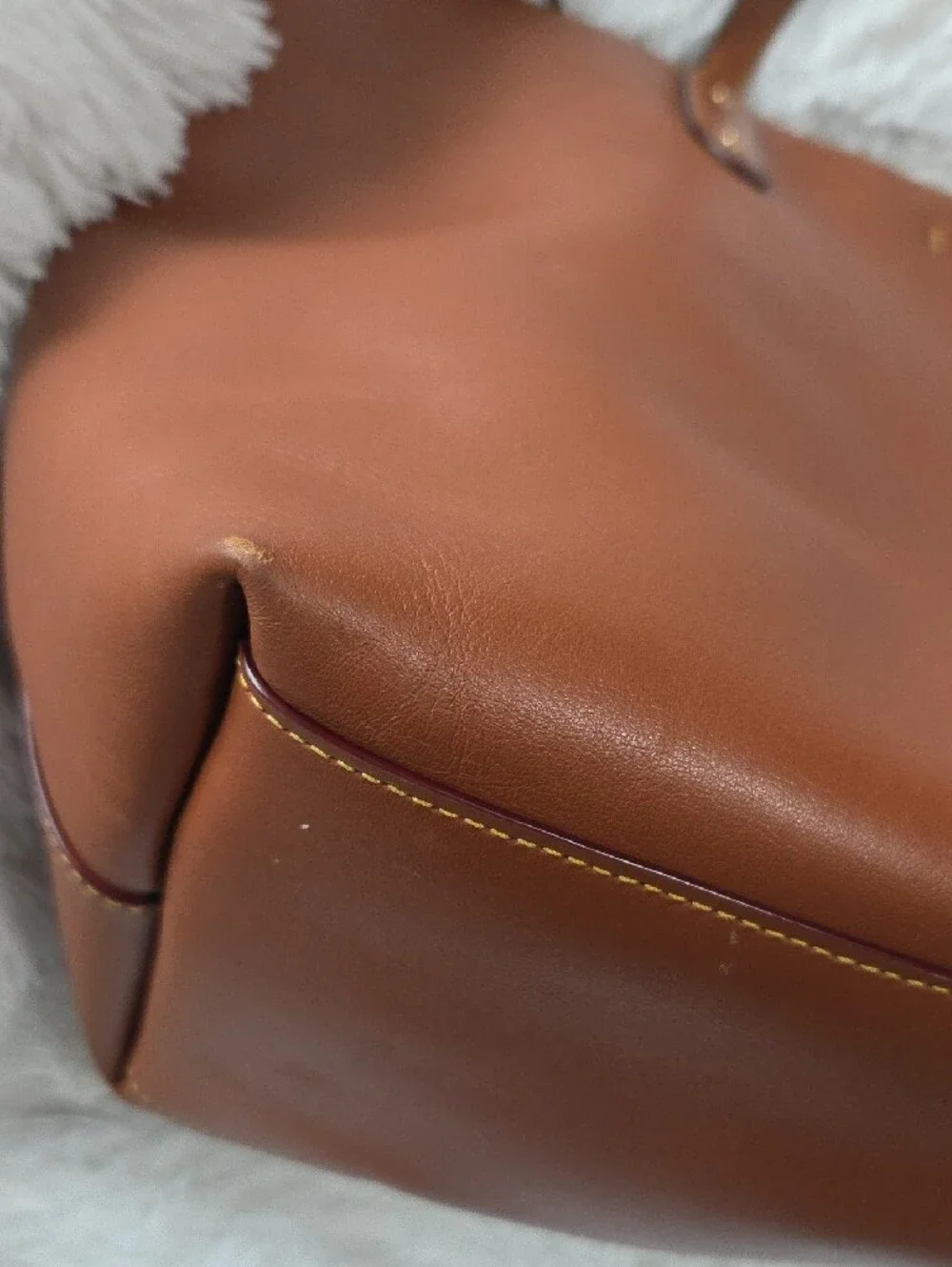 COACH MARKET TOTE Classic Brown Leather Tote Bag with Gold Accent C